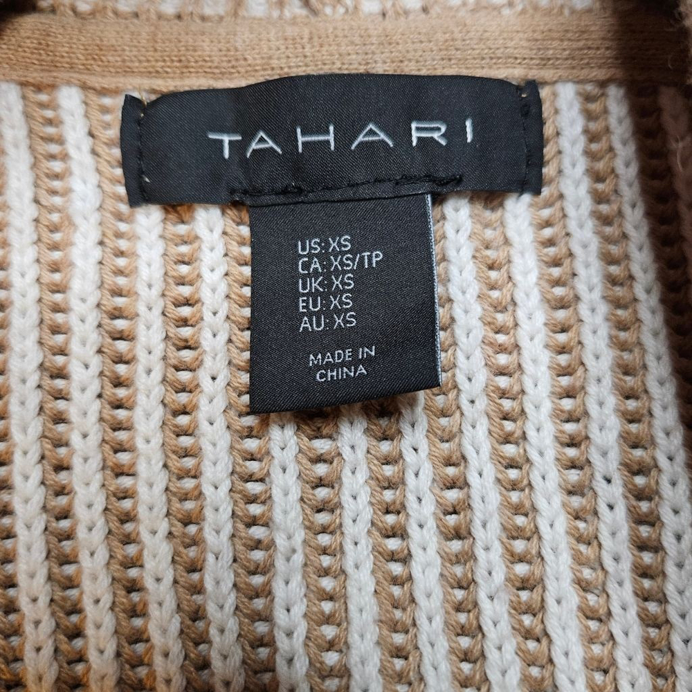 Tahari XS Tan Beige Open Front Cardigan - Picture 7 of 8